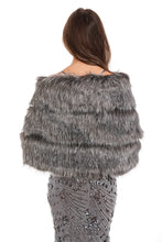 Load image into Gallery viewer, Thick Grey Faux Fur Shawl
