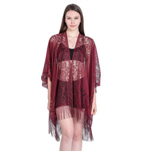 Load image into Gallery viewer, Burgundy Lace Kimono