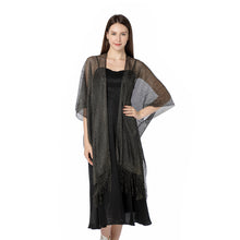 Load image into Gallery viewer, Black &amp; Gold Shimmer Cardigan Kimono
