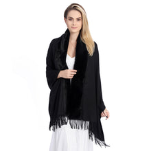 Load image into Gallery viewer, Black Faux Fur Trim Shawl