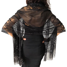 Load image into Gallery viewer, Black Tulle Wedding Wrap Shawl Lace Pashmina Scarf