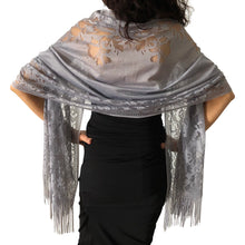 Load image into Gallery viewer, Grey Lace Pashmina