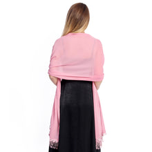 Load image into Gallery viewer, Pink Chiffon Shawl With Lace Tassels