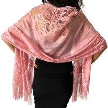 Load image into Gallery viewer, Pink Tulle Wedding Wrap Shawl Lace Pashmina Scarf