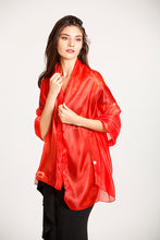 Load image into Gallery viewer, Iridescent Scarlet Red Pashmina Shawl Wedding Wrap Scarf