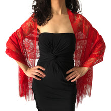 Load image into Gallery viewer, Red Lace Pashmina