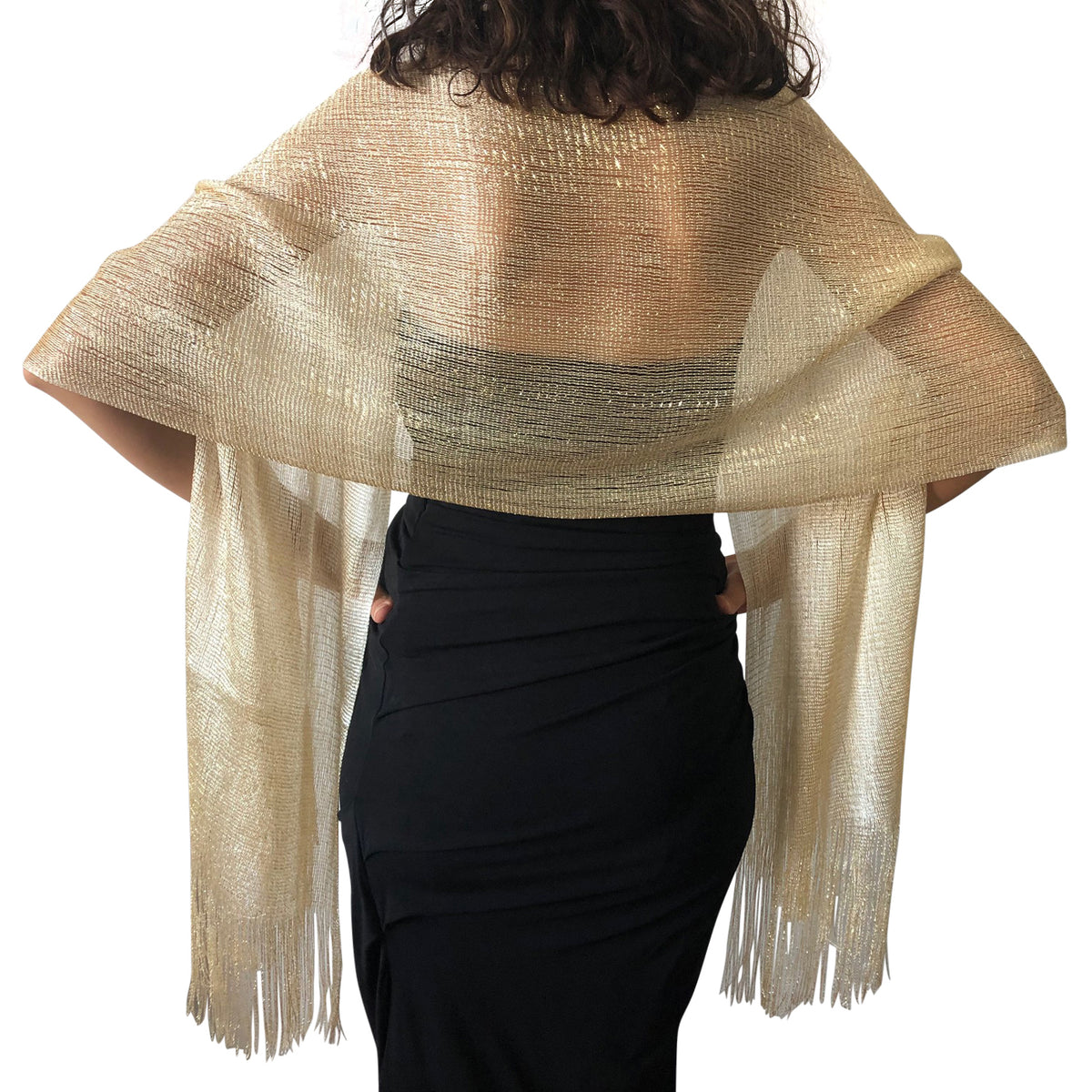 Champagne Gold Shimmer Shawl â Central Chic