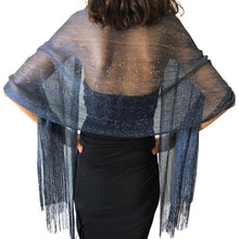 Load image into Gallery viewer, Navy Shimmer Shawl