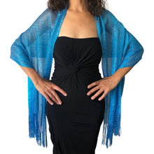 Load image into Gallery viewer, Turquoise Shimmer Shawl