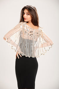 Champagne Gold 1920s Sequin Capelet