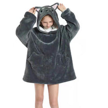 Load image into Gallery viewer, Kids Fleece Lined Blanket Hoodie Dressing Gown