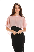 Load image into Gallery viewer, Dusky Pink Chiffon Cape With Lace Trim