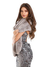 Load image into Gallery viewer, Grey Fur Shawl With Collar