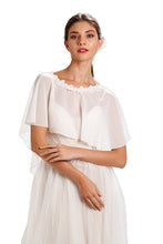 Load image into Gallery viewer, White Chiffon Cape With Lace Trim