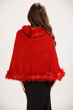 Load image into Gallery viewer, Red Faux Fur Cape Cardigan