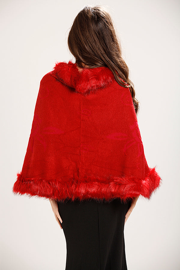 Red faux sale fur cape