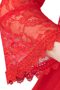 Scarlet Red Lace Open Cardigan