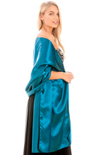 Load image into Gallery viewer, Teal Satin Wedding Wrap