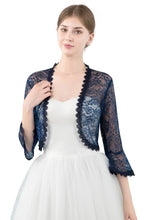 Load image into Gallery viewer, Navy Blue Lace Open Cardigan