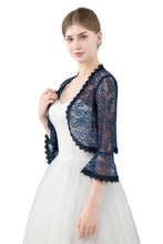 Load image into Gallery viewer, Navy Blue Lace Open Cardigan
