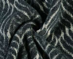 Womens Jacquard Woven Blanket Black Scarf