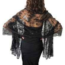 Load image into Gallery viewer, Black Sequin Shawl