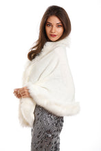 Load image into Gallery viewer, White Faux Fur Cape Cardigan