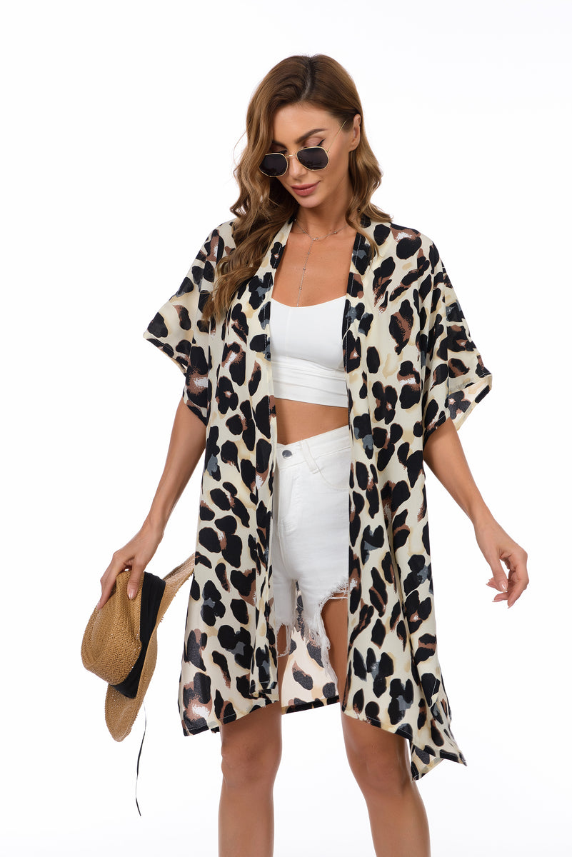 Cheetah print kimono cardigan best sale