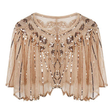 Load image into Gallery viewer, Champagne Gold 1920s Sequin Capelet
