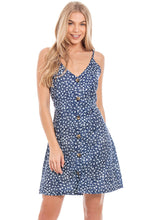 Load image into Gallery viewer, Blue Floral Buttoned Summer Dress