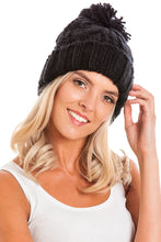 Load image into Gallery viewer, Black Cable Knit Beanie