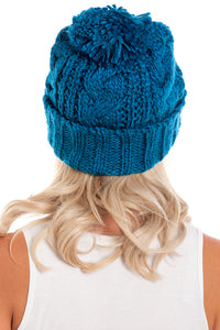 Blue Cable Knit Beanie