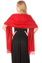 Load image into Gallery viewer, Deep Red Cashmere Pashmina Shawl Scarf