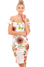 Load image into Gallery viewer, Floral Off The Shoulder Bodycon Dress