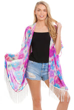 Load image into Gallery viewer, Tassel Floral Kimono