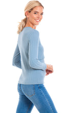 Load image into Gallery viewer, Blue Ribbed Maternity &amp; Breastfeeding Top
