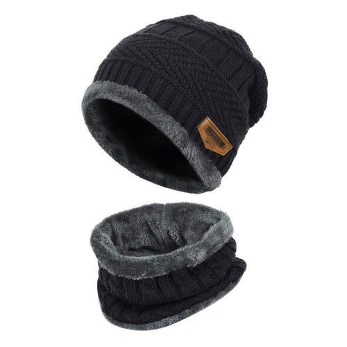 Baby Kids Cable Knit Fleece Hat & Snood Set