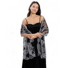 Load image into Gallery viewer, Black &amp; Silver Sequin Art Deco Pashmina