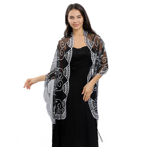 Black & Silver Sequin Art Deco Pashmina