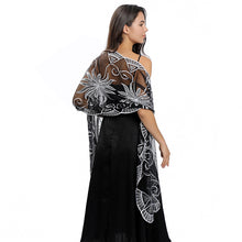 Load image into Gallery viewer, Black &amp; Silver Sequin Art Deco Pashmina