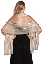 Load image into Gallery viewer, Iridescent Golden Taupe Wedding Shawl Pashmina Wrap Scarf