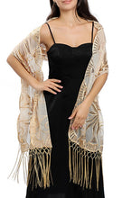 Load image into Gallery viewer, Champagne Gold Sequin Art Deco Pashmina