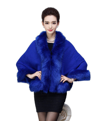 Blue Faux Fur Cape Cardigan