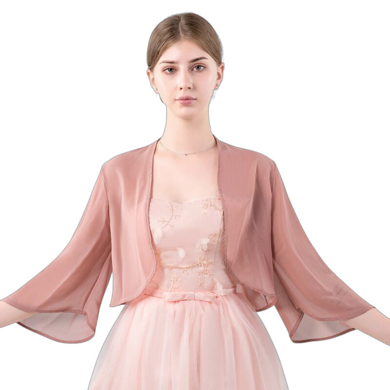 Dusky Pink Chiffon Formal Cardigan S-M