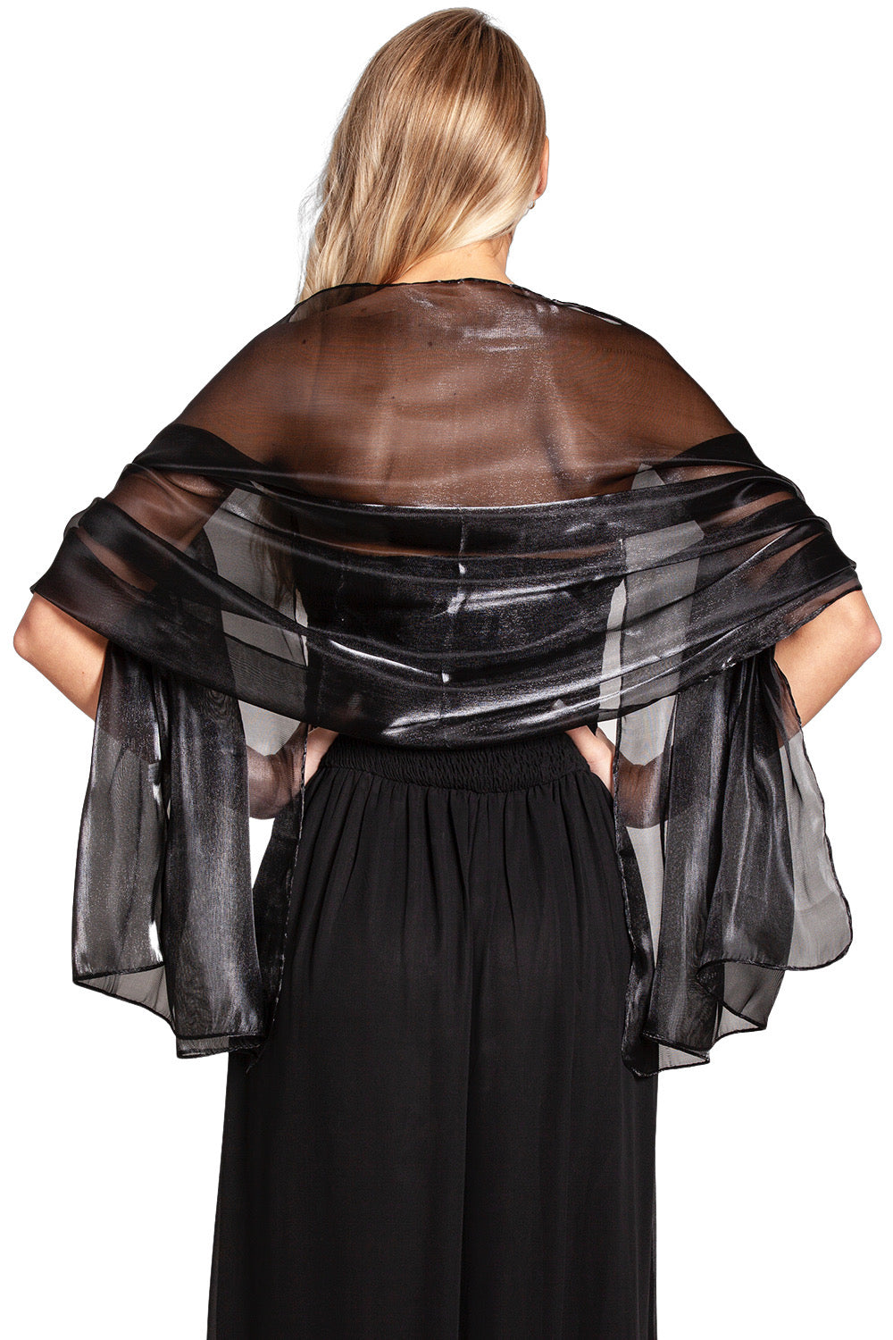 Iridescent Black Pashmina Shawl Wrap Scarf