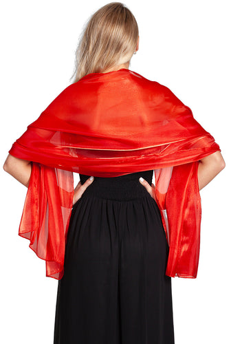 Iridescent Scarlet Red Pashmina Shawl Wedding Wrap Scarf