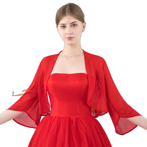 Scarlet Red Chiffon Formal Cardigan