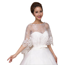 Load image into Gallery viewer, Luxury Ivory Lace Wedding Capelet Bridal Shawl With Crystals Style-1