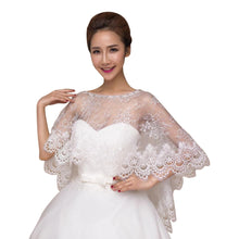 Load image into Gallery viewer, Luxury Ivory Lace Wedding Capelet Bridal Shawl With Crystals Style-1