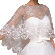 Load image into Gallery viewer, Luxury Ivory Lace Wedding Capelet Bridal Shawl With Crystals Style-1